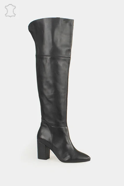 BOTA CANO ALTO EM PELE